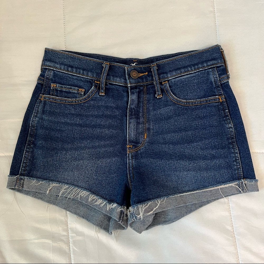 Hollister High Rise Dark Wash Shorts